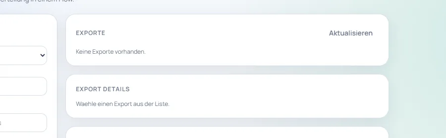 Ausschnitt aus dem Exportbereich mit Details und Routinen